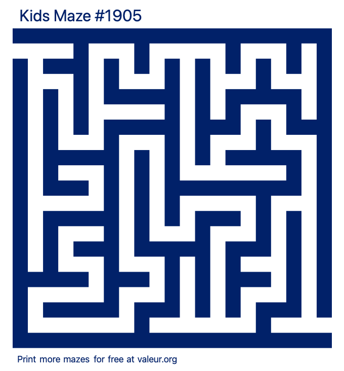 Free Printable Kids Maze number 1905
