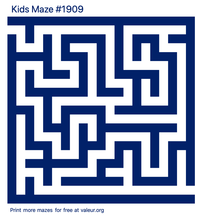 Free Printable Kids Maze number 1909