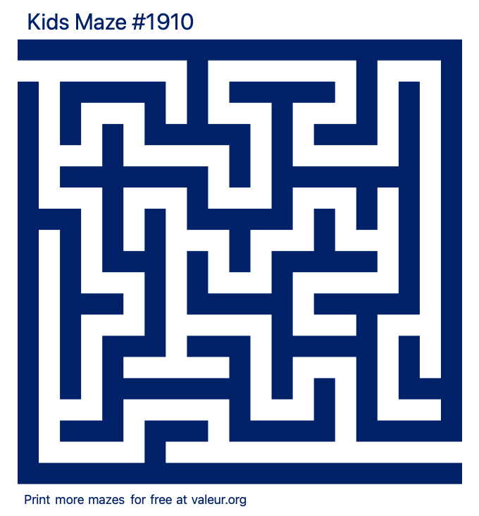 Free Printable Kids Maze number 1910