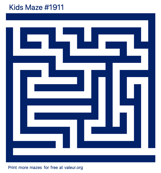 Free Printable Kids Maze number 1911