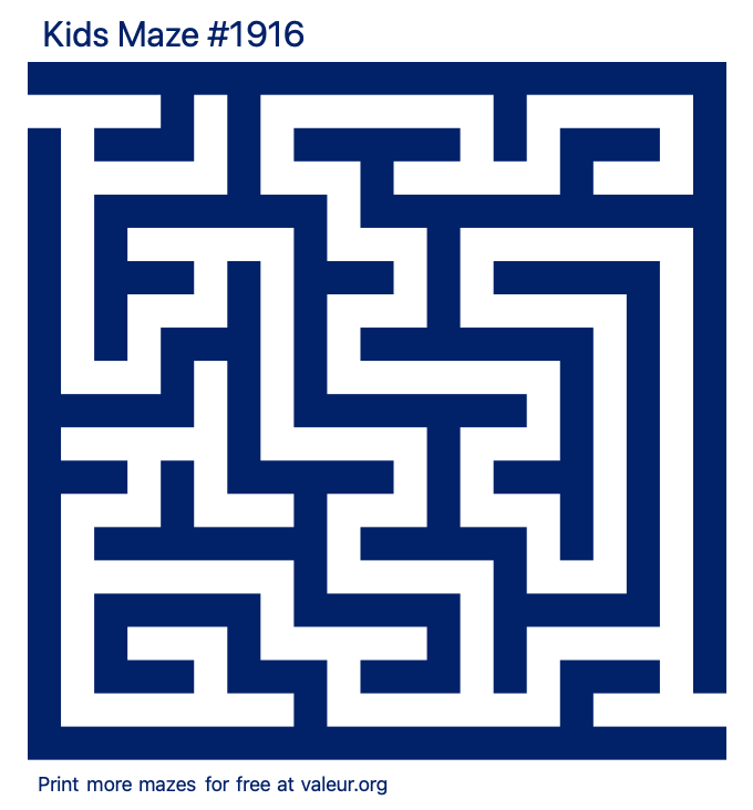 Free Printable Kids Maze number 1916
