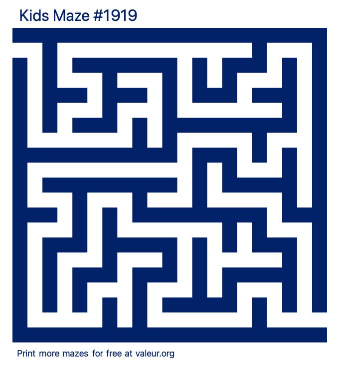 Free Printable Kids Maze number 1919