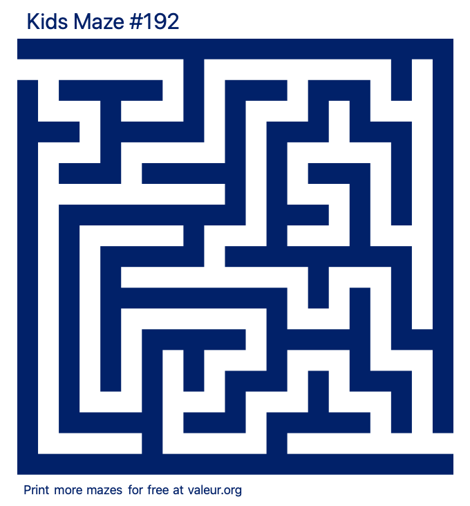 Free Printable Kids Maze number 192