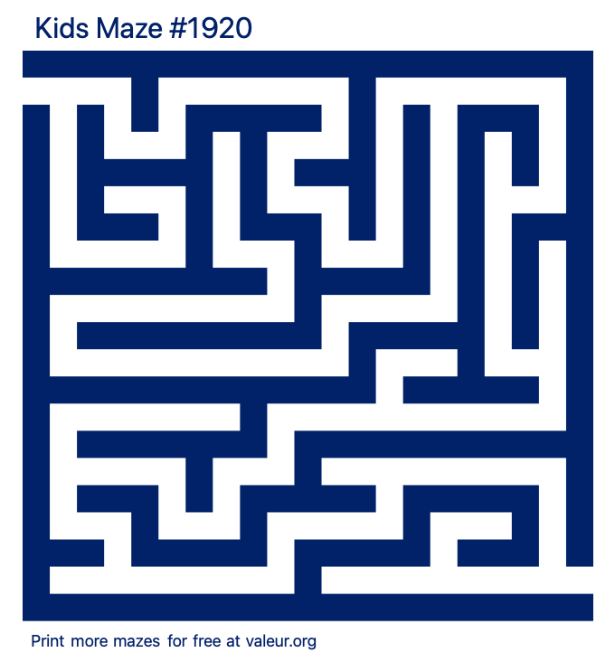 Free Printable Kids Maze number 1920