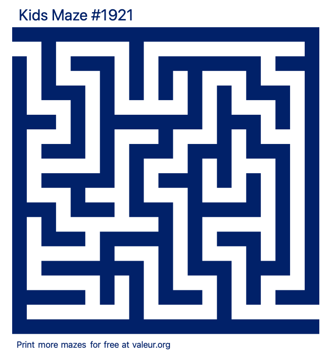 Free Printable Kids Maze number 1921