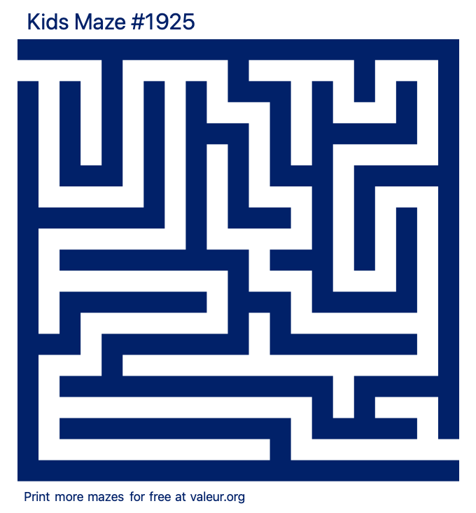 Free Printable Kids Maze number 1925