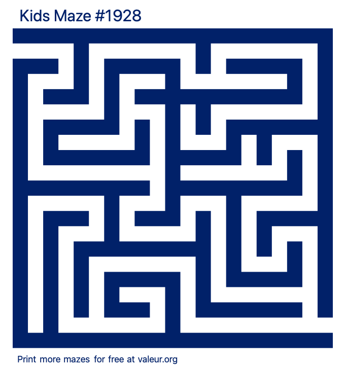 Free Printable Kids Maze number 1928
