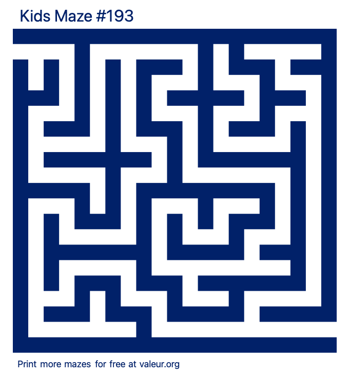 Free Printable Kids Maze number 193