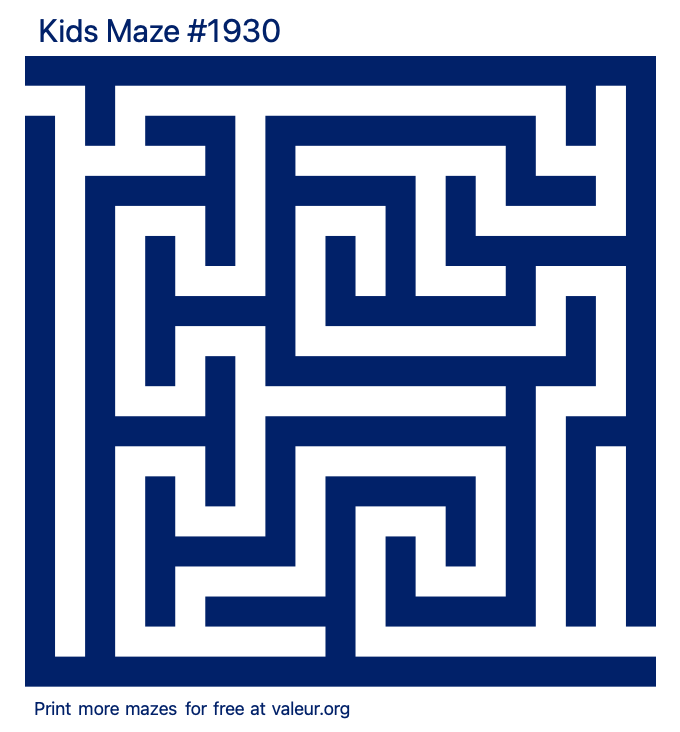 Free Printable Kids Maze number 1930