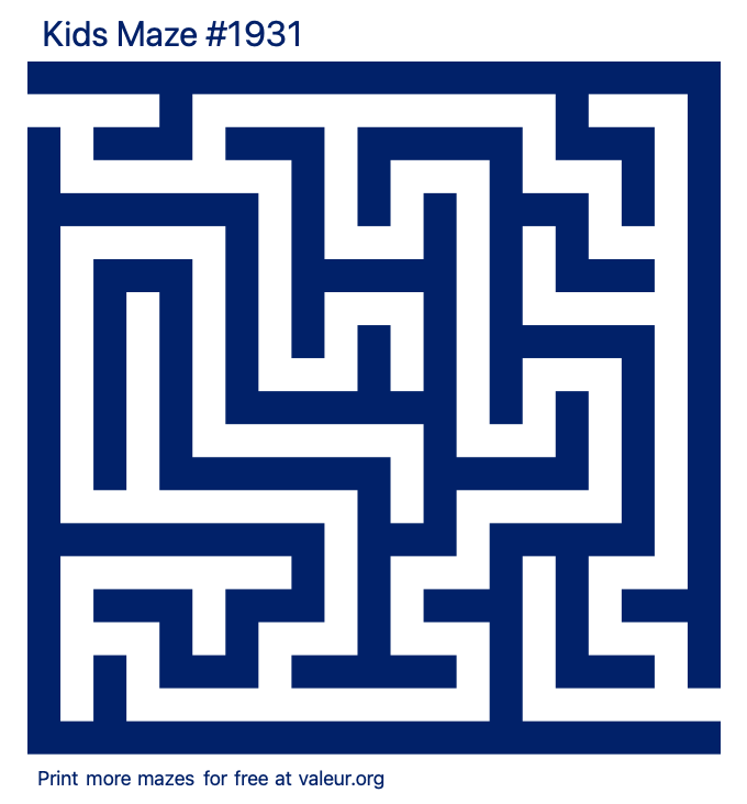 Free Printable Kids Maze number 1931