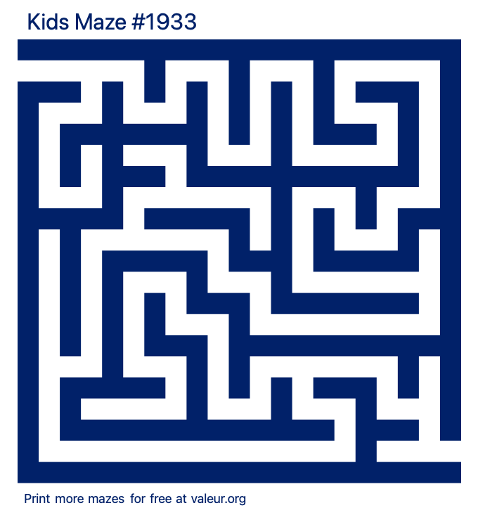Free Printable Kids Maze number 1933