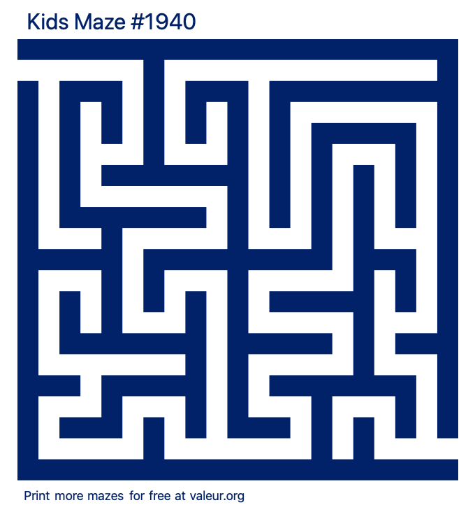 Free Printable Kids Maze number 1940