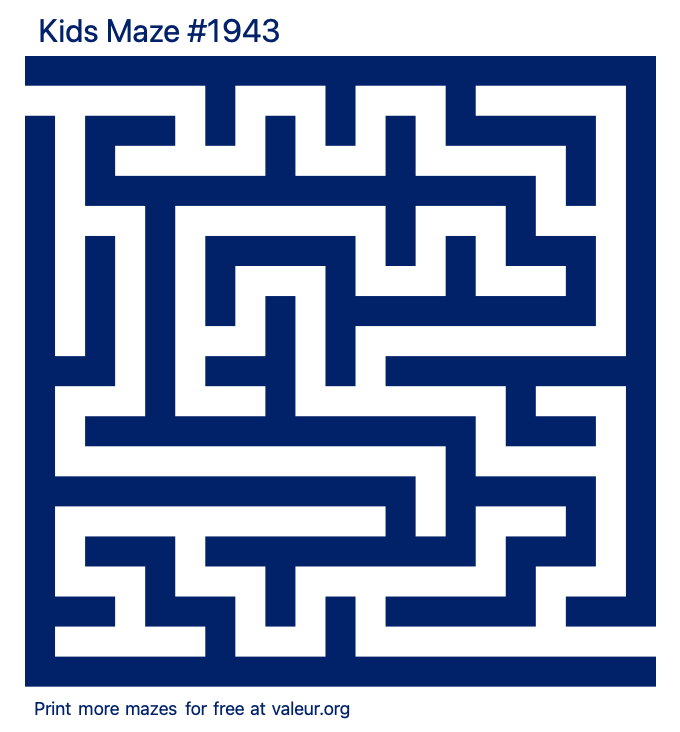 Free Printable Kids Maze number 1943