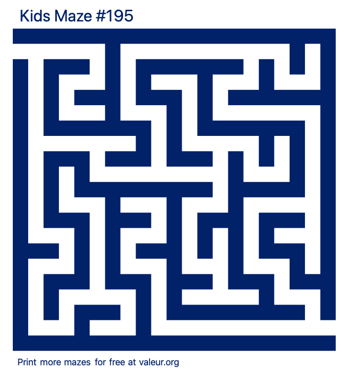 Free Printable Kids Maze number 195