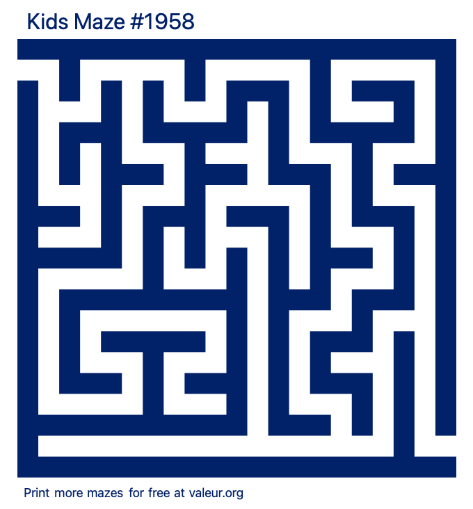 Free Printable Kids Maze number 1958