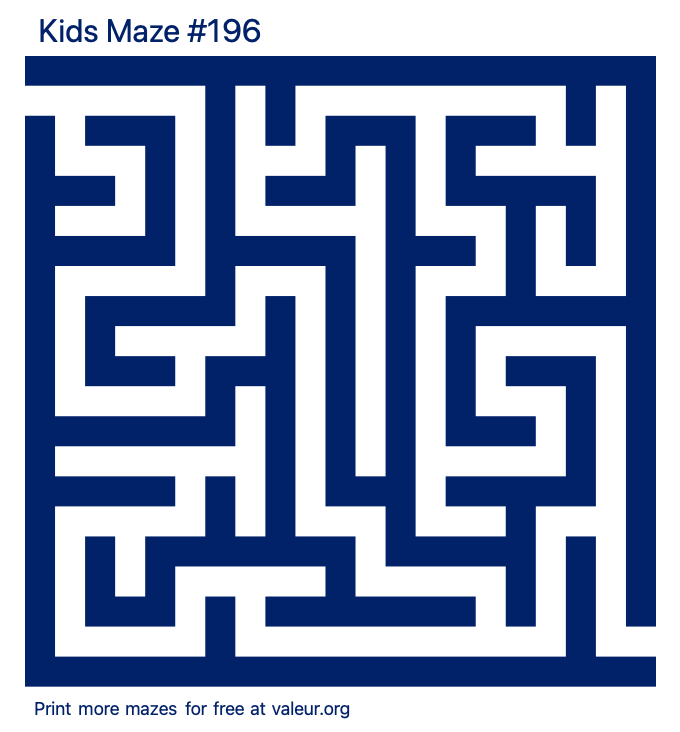 Free Printable Kids Maze number 196