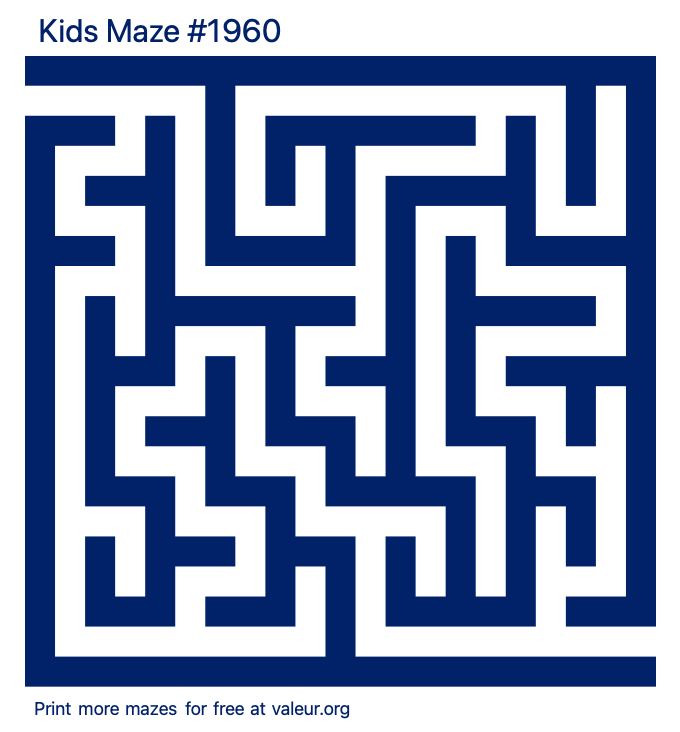 Free Printable Kids Maze number 1960