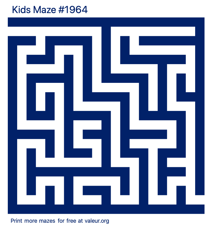 Free Printable Kids Maze number 1964