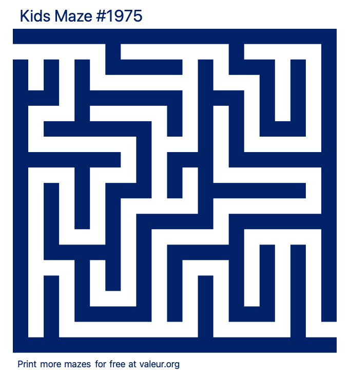 Free Printable Kids Maze number 1975