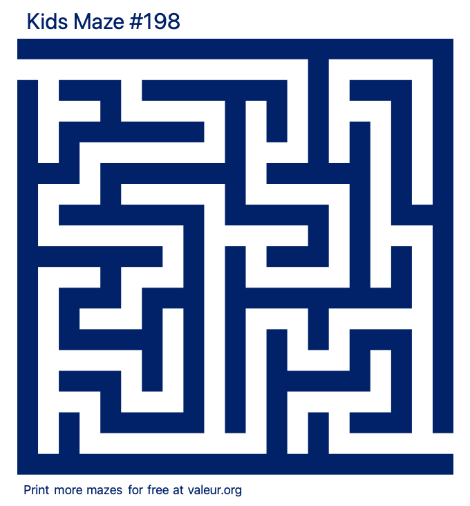 Free Printable Kids Maze number 198