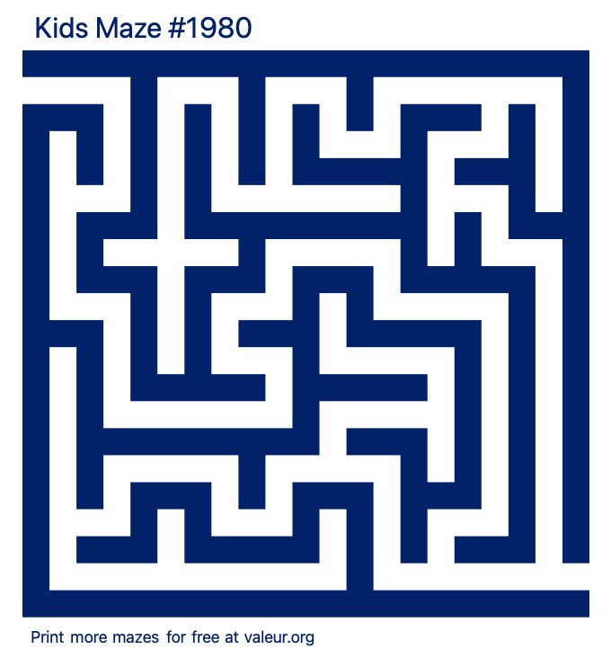 Free Printable Kids Maze number 1980