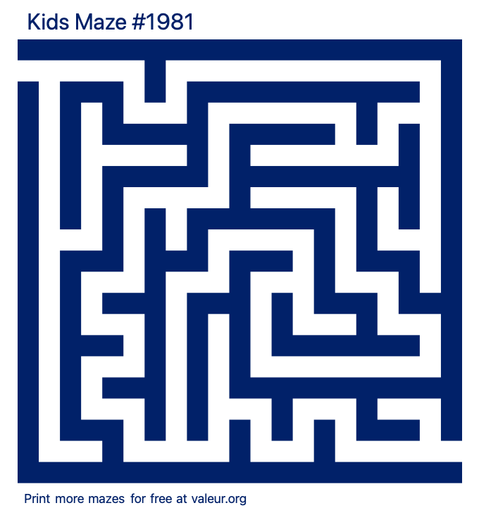 Free Printable Kids Maze number 1981