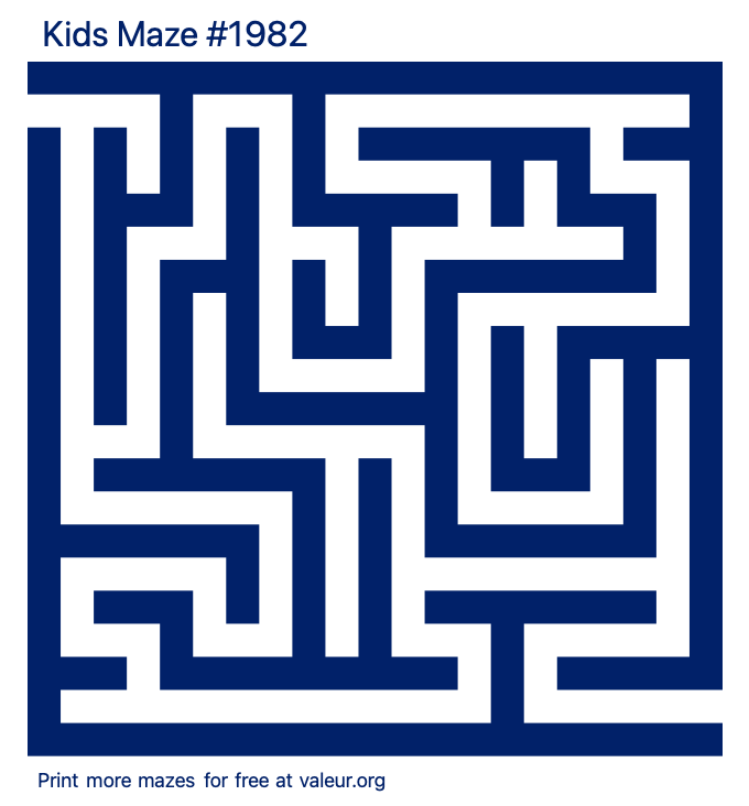 Free Printable Kids Maze number 1982