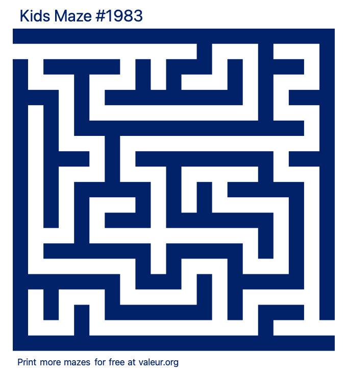 Free Printable Kids Maze number 1983