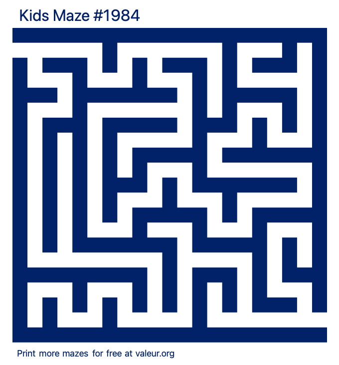 Free Printable Kids Maze number 1984