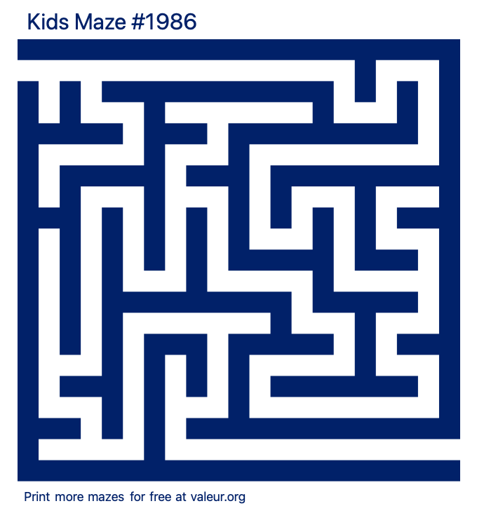 Free Printable Kids Maze number 1986