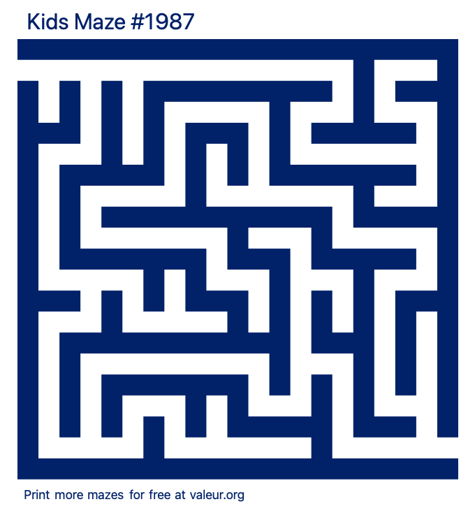 Free Printable Kids Maze number 1987