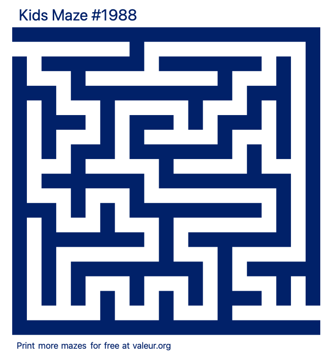 Free Printable Kids Maze number 1988