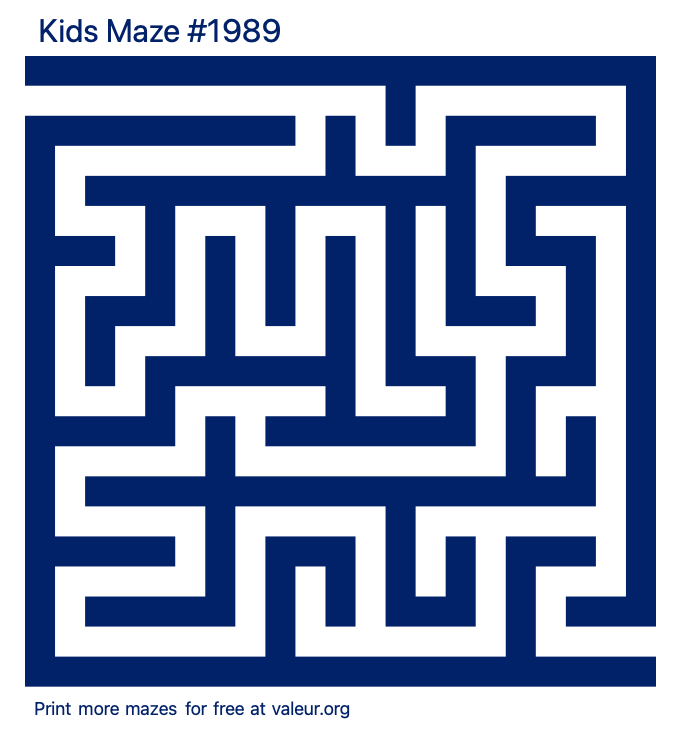 Free Printable Kids Maze number 1989