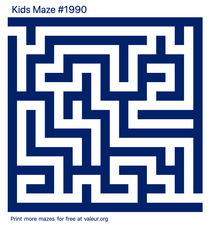 Free Printable Kids Maze number 1990