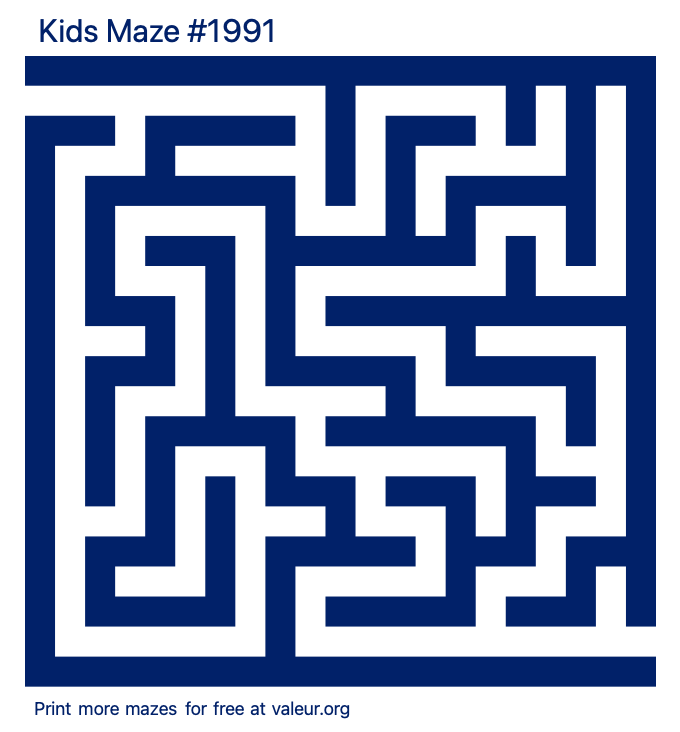Free Printable Kids Maze number 1991
