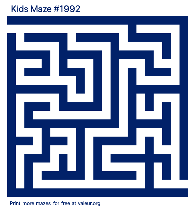 Free Printable Kids Maze number 1992