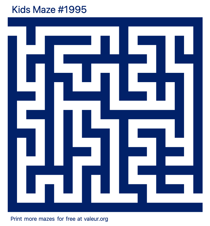 Free Printable Kids Maze number 1995