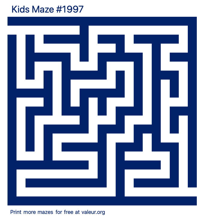 Free Printable Kids Maze number 1997