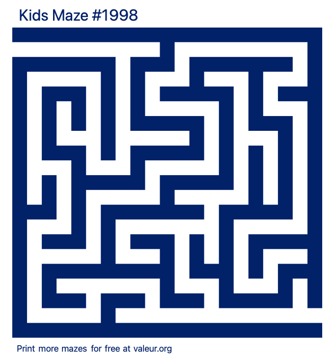 Free Printable Kids Maze number 1998