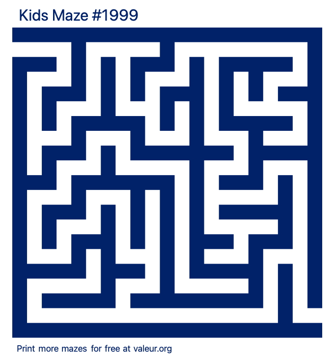 Free Printable Kids Maze number 1999