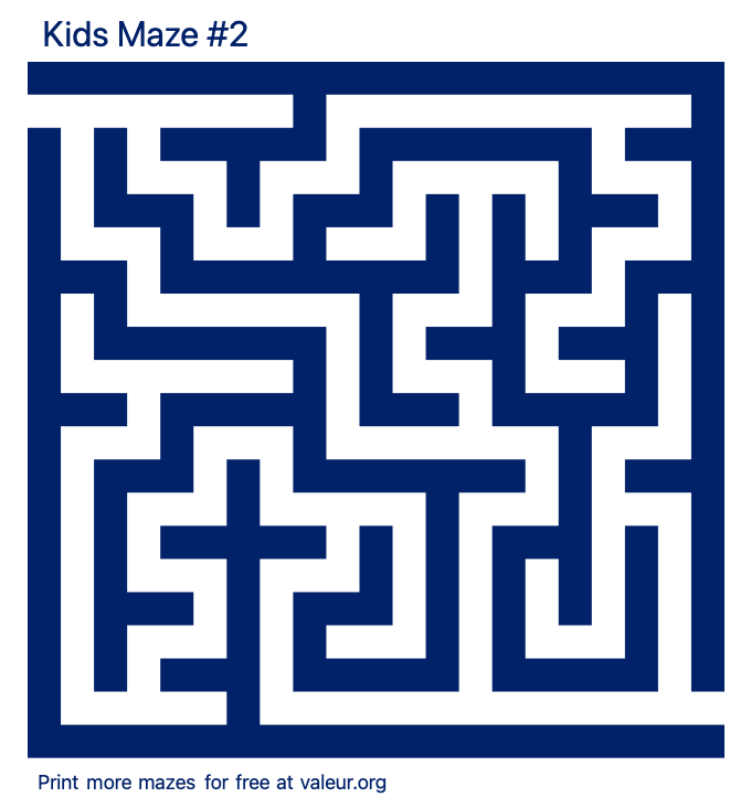 Free Printable Kids Maze number 2