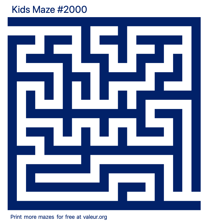 Free Printable Kids Maze number 2000