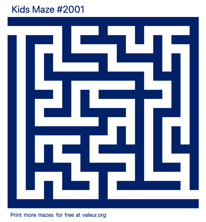 Free Printable Kids Maze number 2001