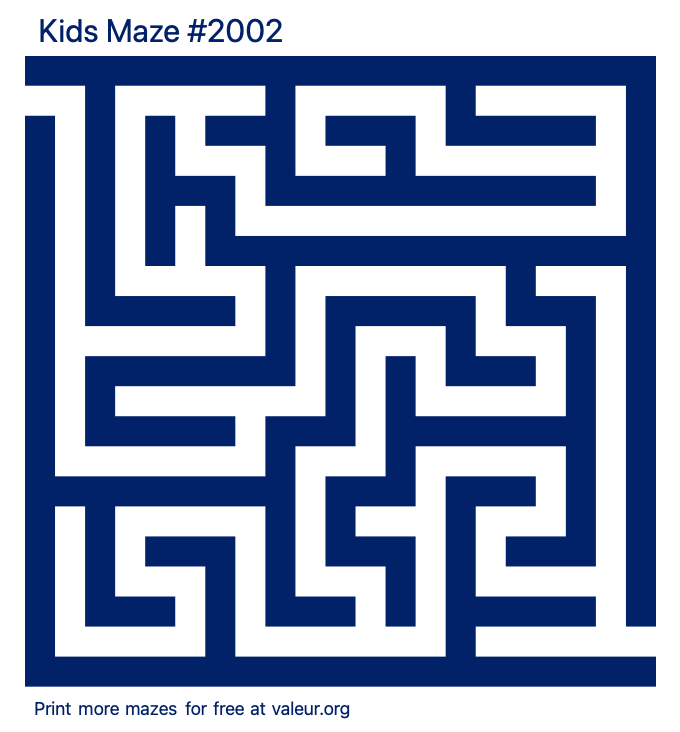 Free Printable Kids Maze number 2002