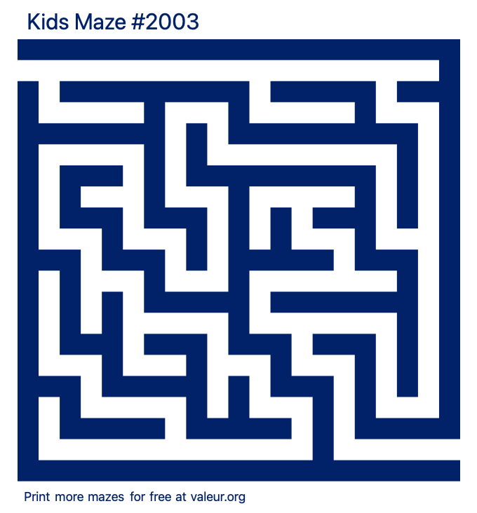 Free Printable Kids Maze number 2003