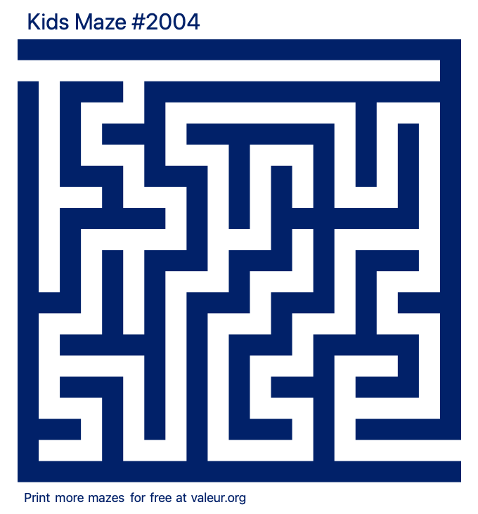 Free Printable Kids Maze number 2004