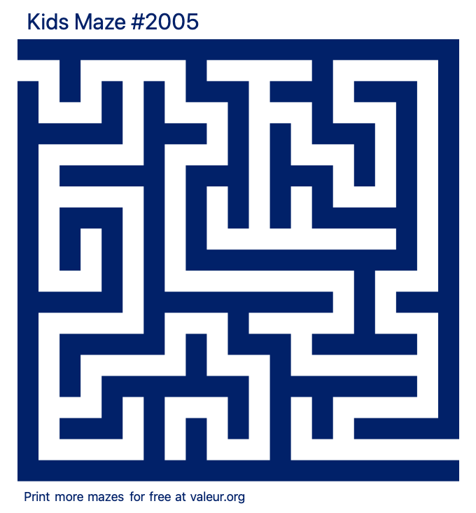 Free Printable Kids Maze number 2005
