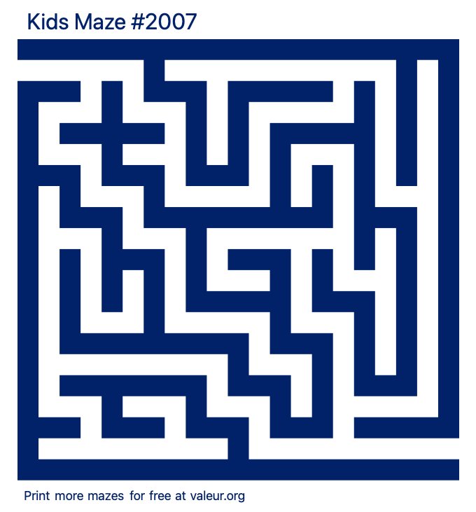 Free Printable Kids Maze number 2007