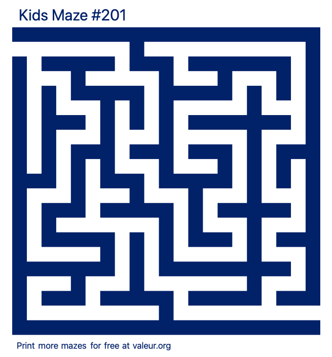 Free Printable Kids Maze number 201