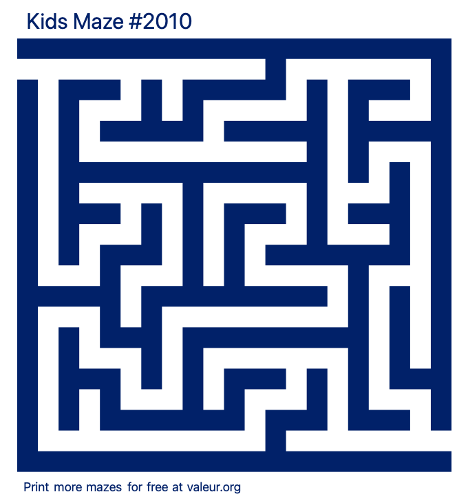 Free Printable Kids Maze number 2010